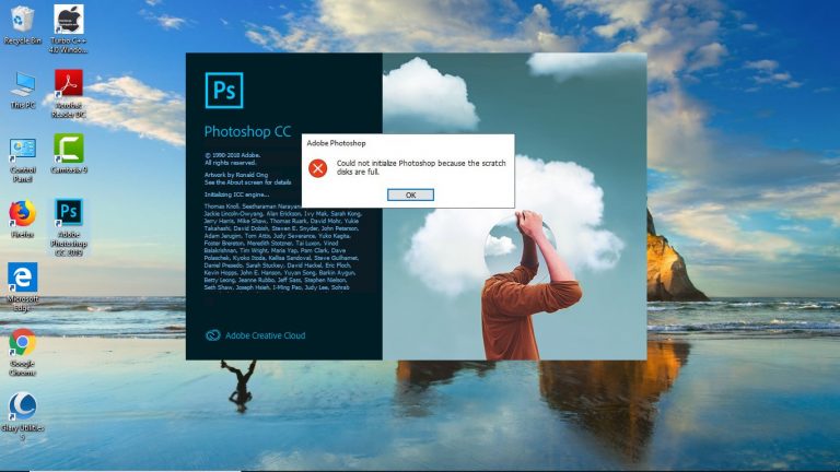 Could not initialize Photoshop because the scratch disks are full.